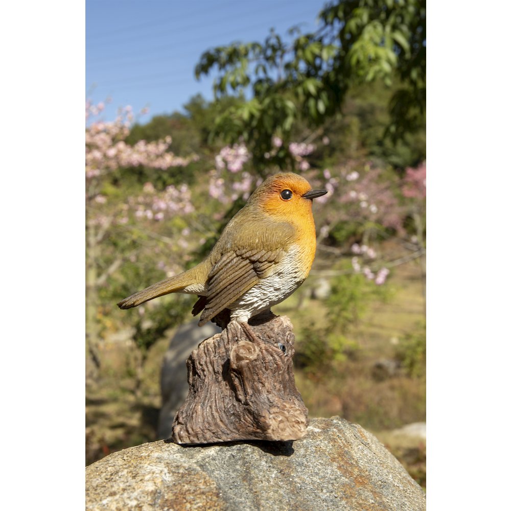 Motion Activated Singing Robin On Stump. Picture 8