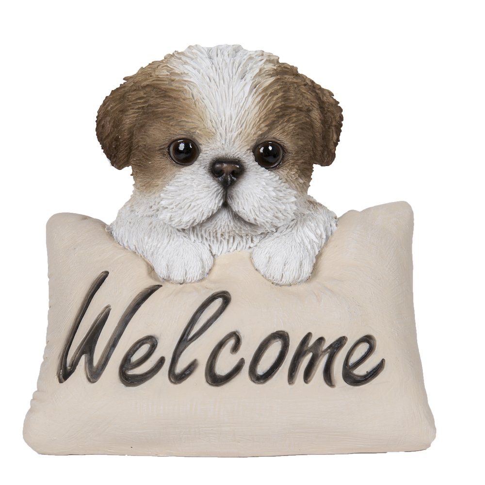 Brown & White Shih Tzu W/Welcome Sign. Picture 2