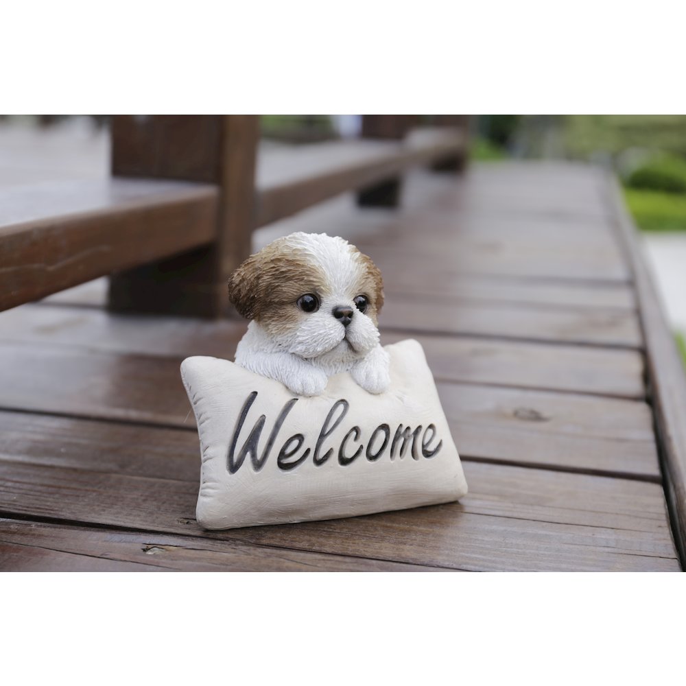 Brown & White Shih Tzu W/Welcome Sign. Picture 7