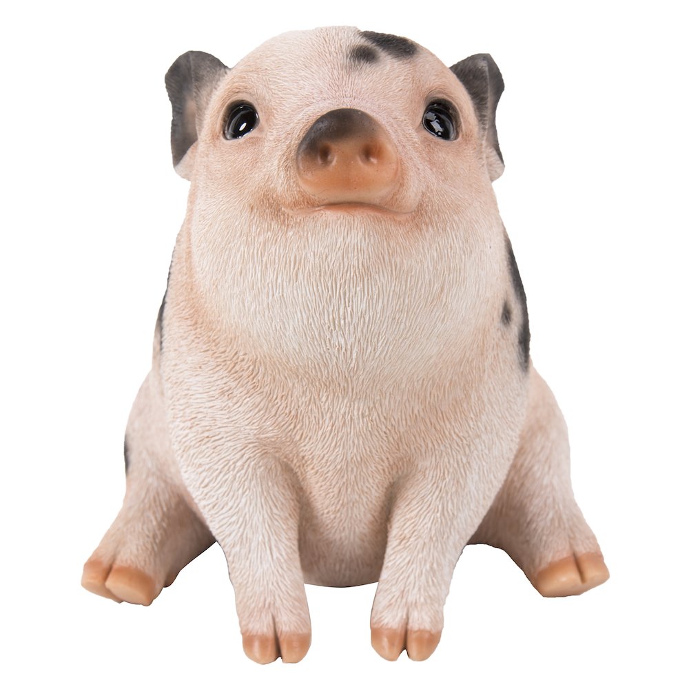 Chubby Piglet Sitting - Pink with Black Spots. Picture 2