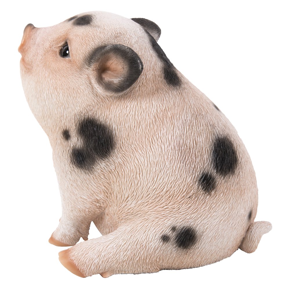 Chubby Piglet Sitting - Pink with Black Spots. Picture 1