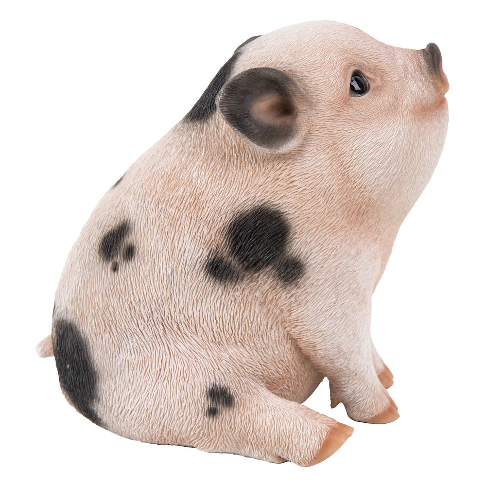 Chubby Piglet Sitting - Pink with Black Spots. Picture 3