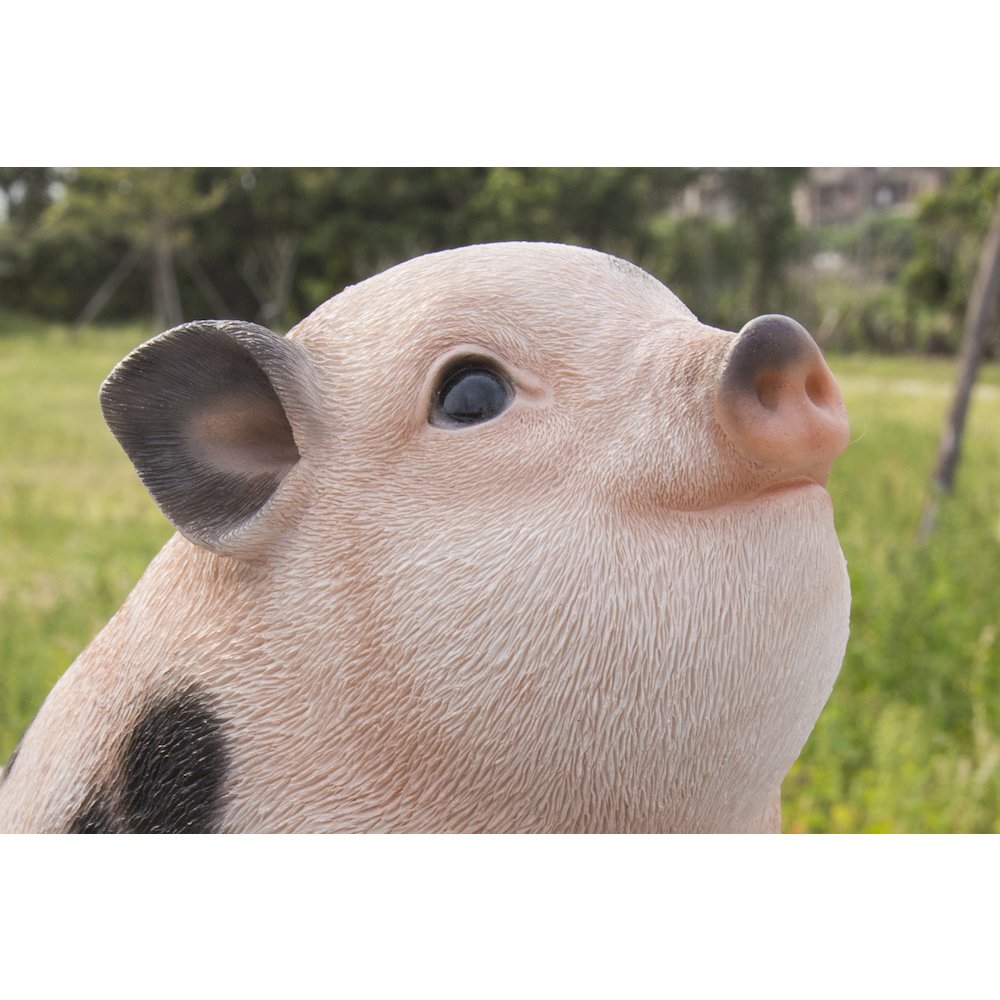 Chubby Piglet Sitting - Pink with Black Spots. Picture 6
