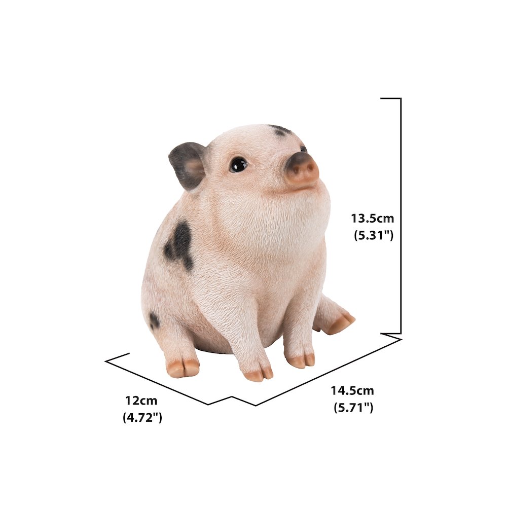 Chubby Piglet Sitting - Pink with Black Spots. Picture 5