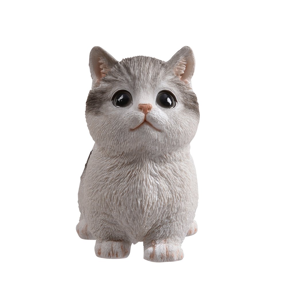 Sitting Cat Kitten Statue-Gray. Picture 1