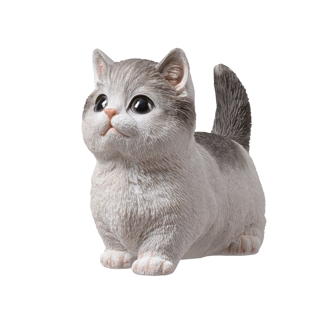 Sitting Cat Kitten Statue-Gray. Picture 4