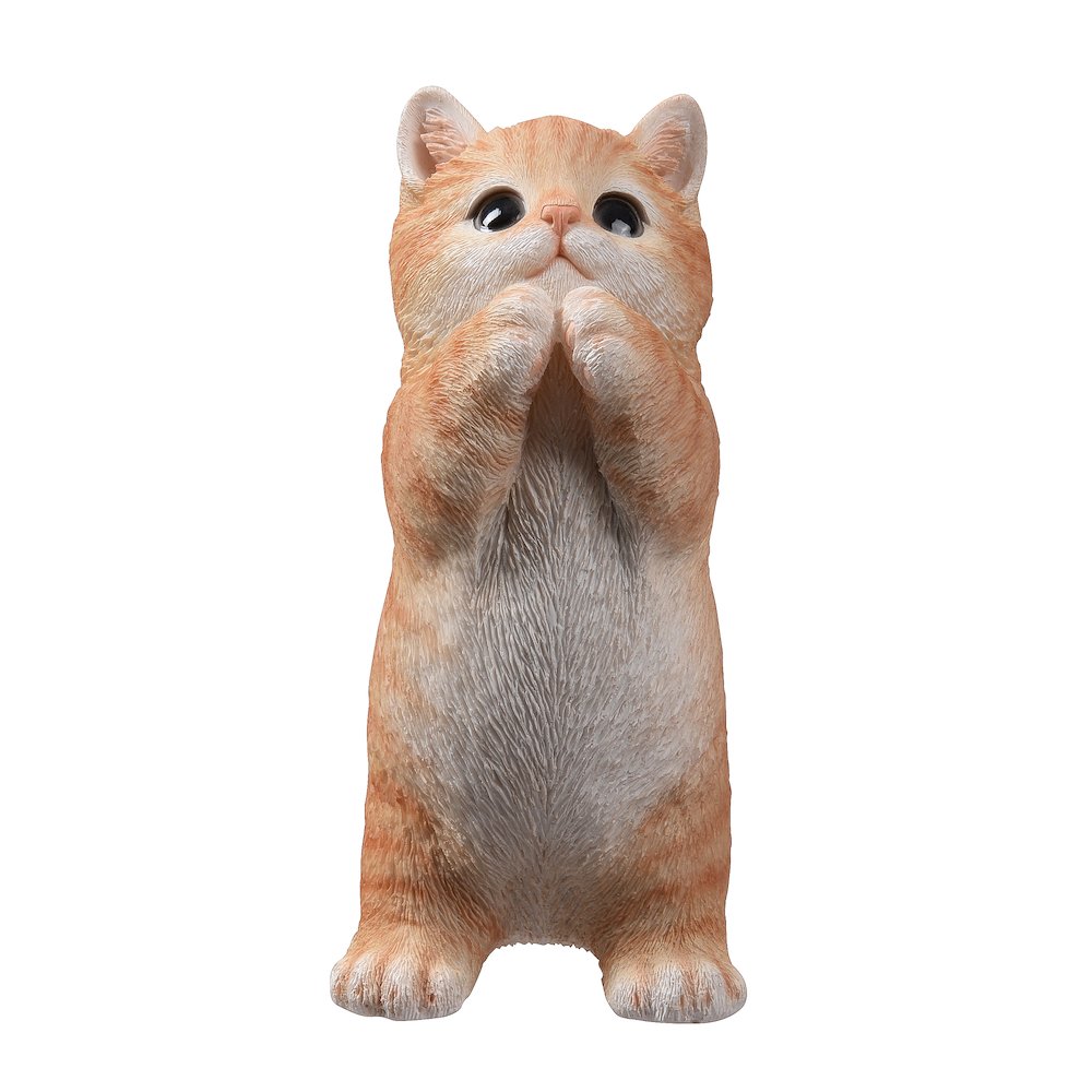 7" H Orange Tabby Cat Praying. Picture 1
