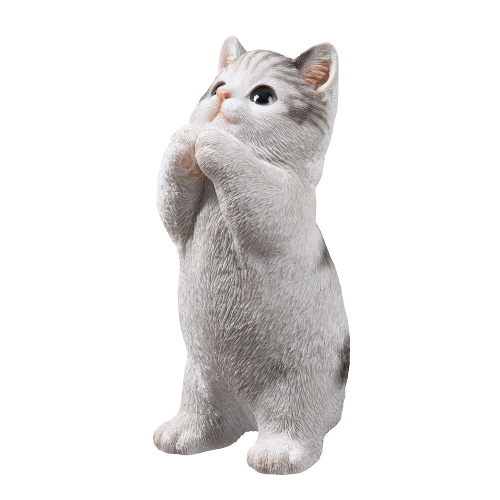 7" H Cat Kitten Statue Praying-Gray. Picture 4