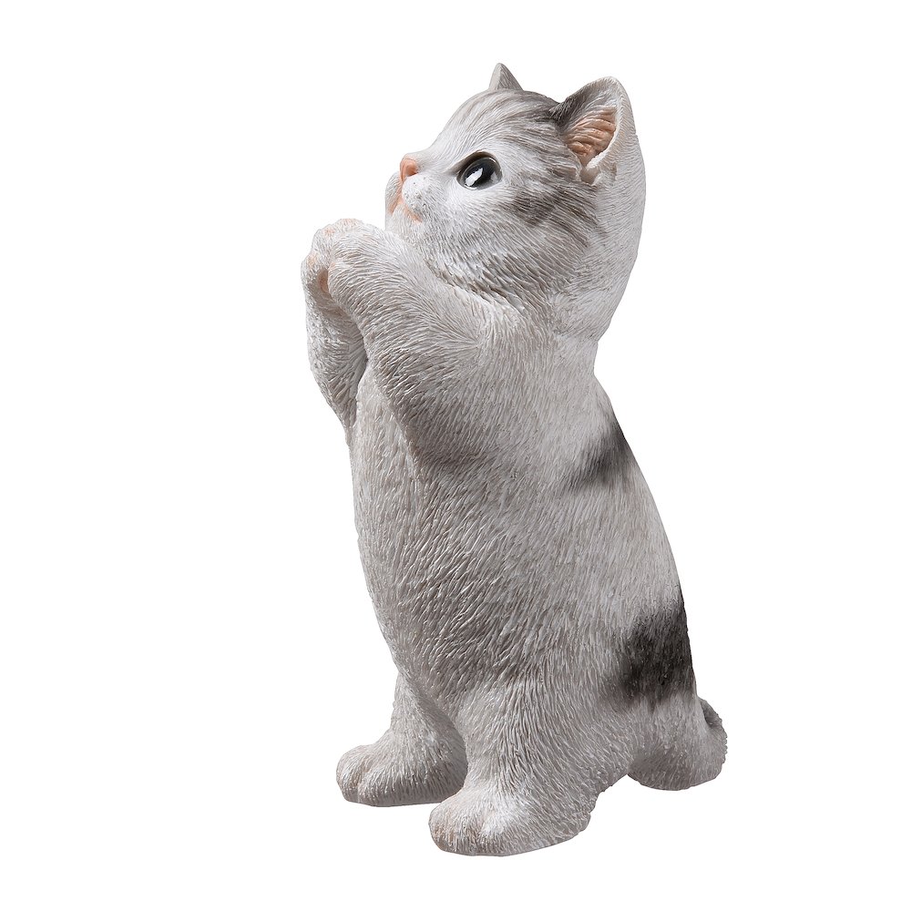 7" H Cat Kitten Statue Praying-Gray. Picture 5