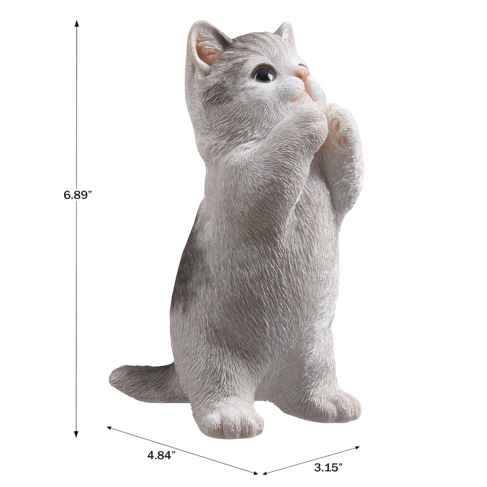 7" H Cat Kitten Statue Praying-Gray. Picture 3