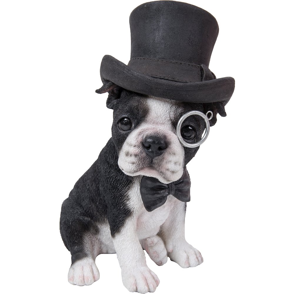 Boston Terrier W/Top Hat, Spectacle, & Bow Tie Statue. Picture 2