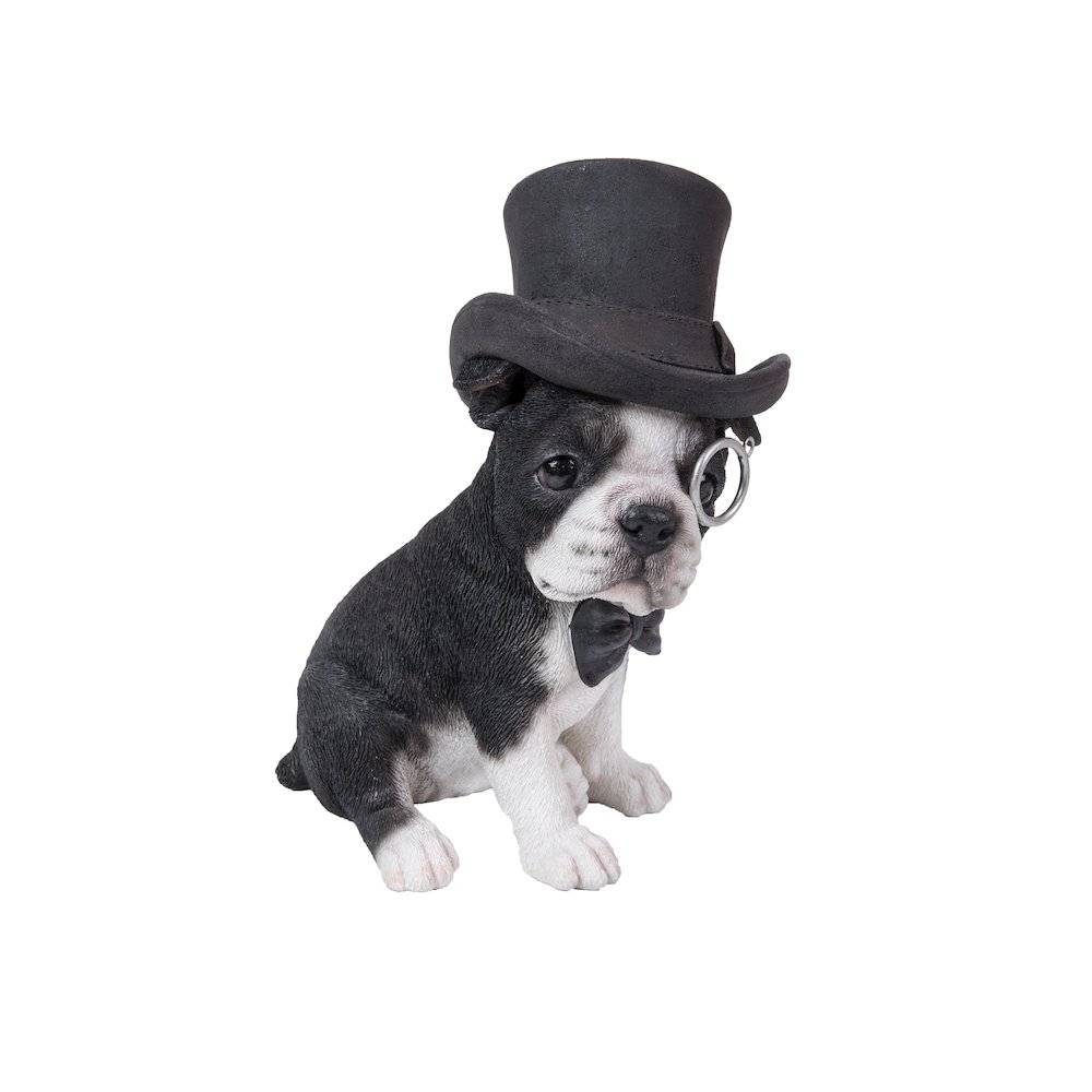 Boston Terrier W/Top Hat, Spectacle, & Bow Tie Statue. Picture 4