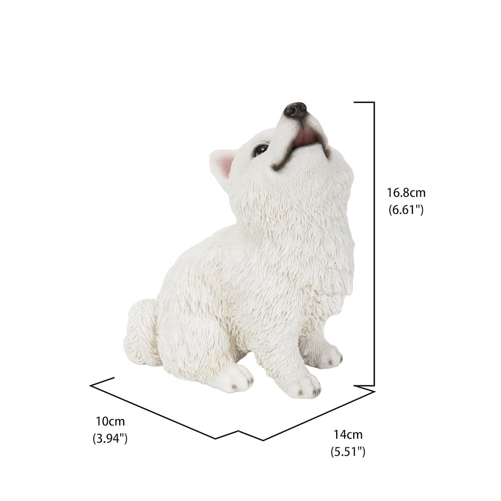 Howling American Eskimo Puppy Statue. Picture 5