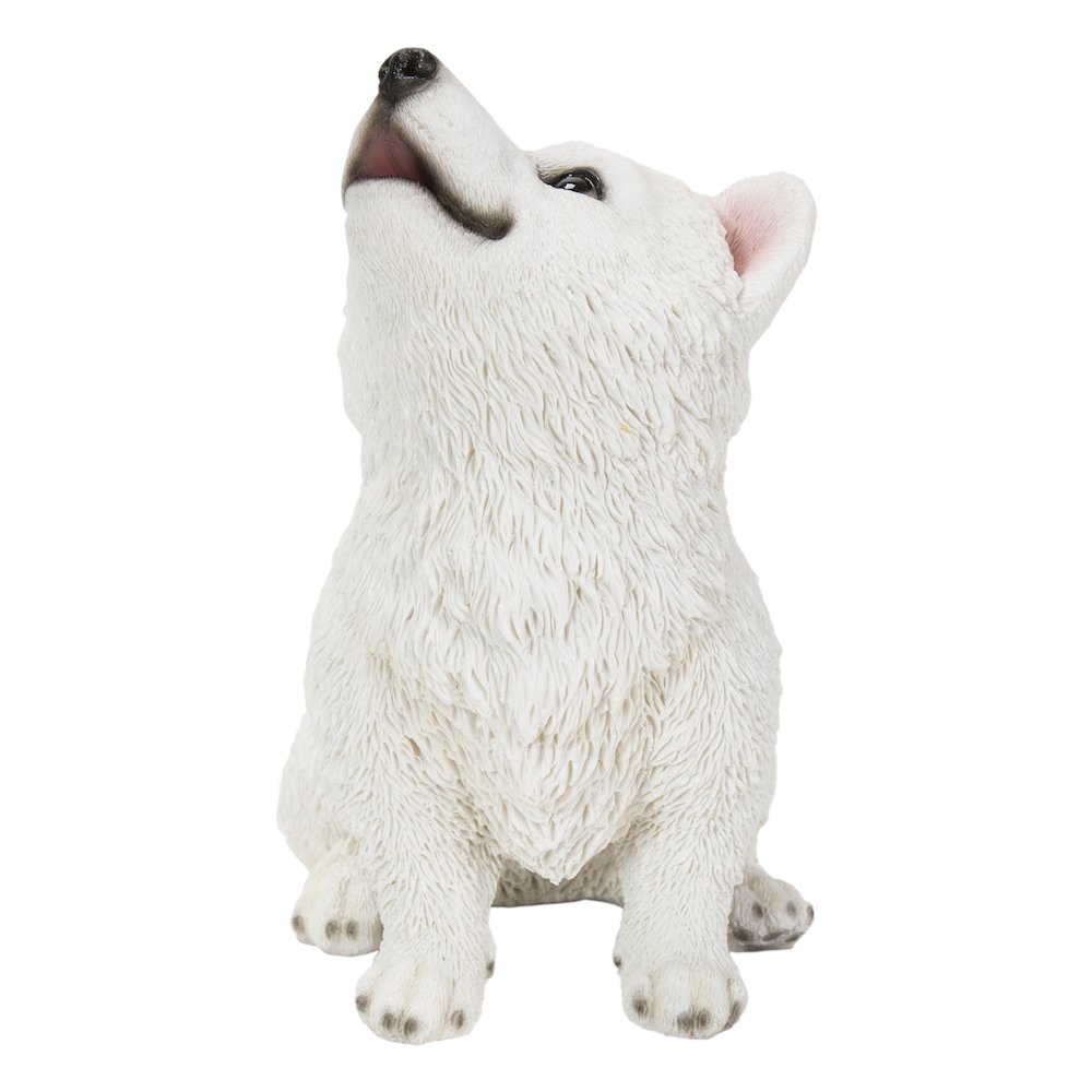 Howling American Eskimo Puppy Statue. Picture 1