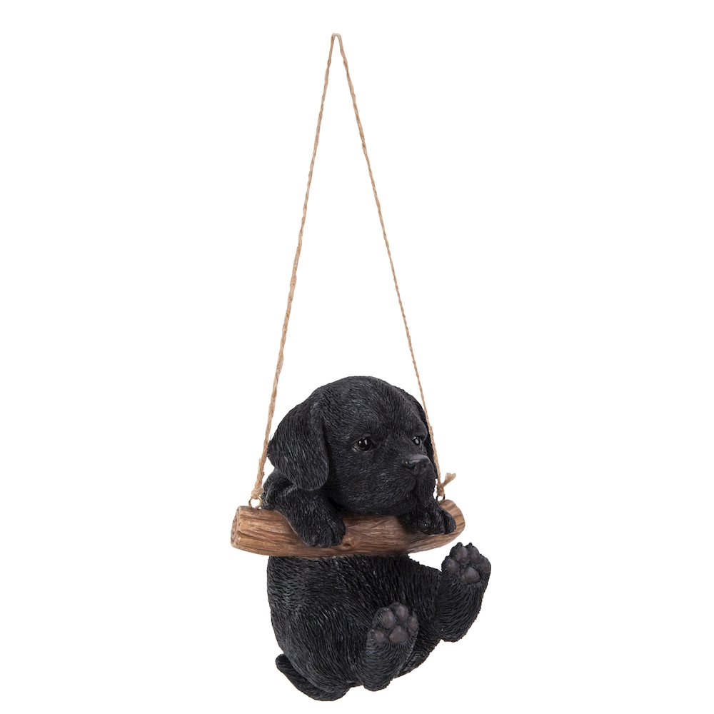 Hanging Black Lab Puppy Statue. Picture 1