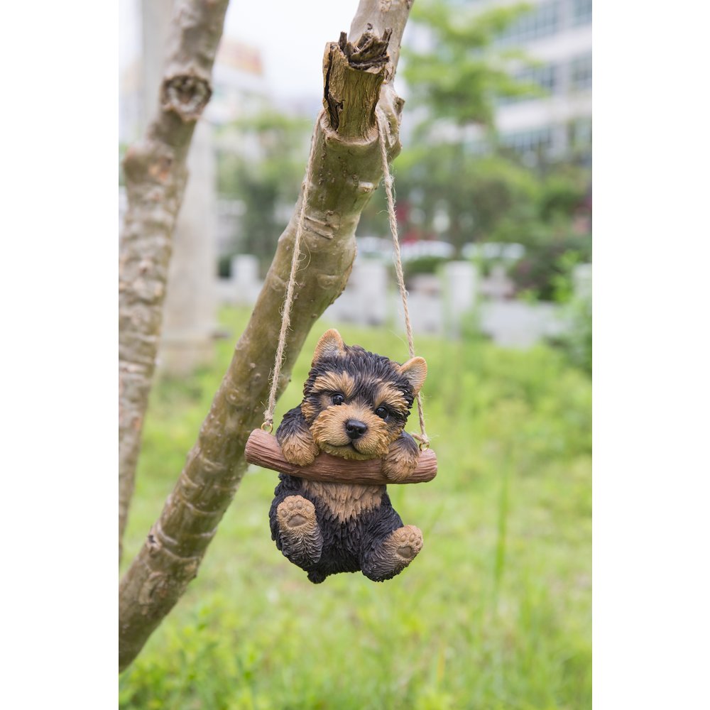 Hanging Yorkshire Terrier Puppy Statue. Picture 6