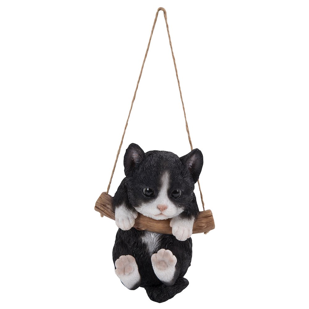 Hanging Black/White Kitten Statue. Picture 2