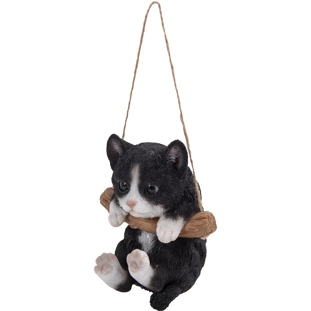 Hanging Black/White Kitten Statue. Picture 1