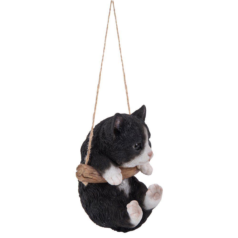 Hanging Black/White Kitten Statue. Picture 5