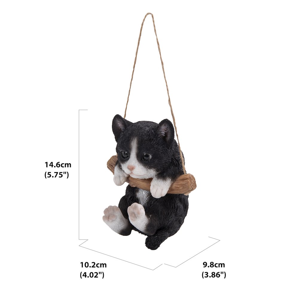 Hanging Black/White Kitten Statue. Picture 6