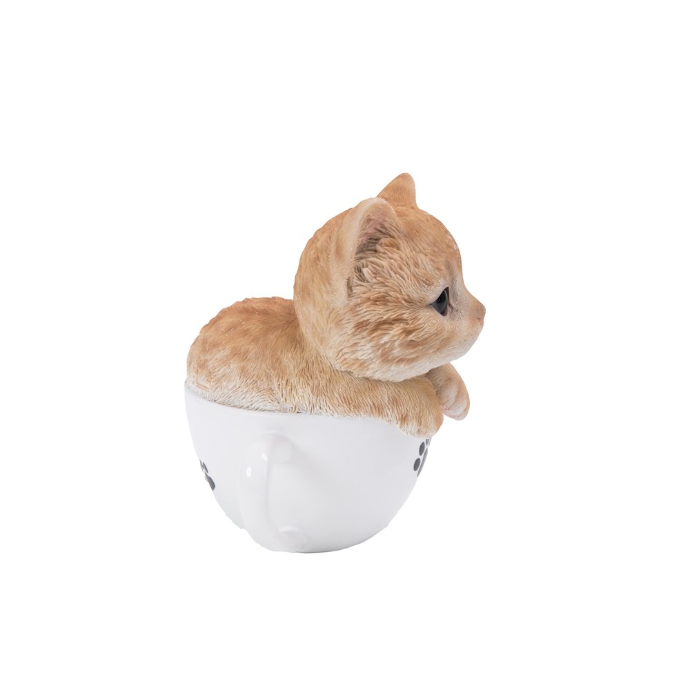 Teacup Kitten Orange Tabby Statue. Picture 1