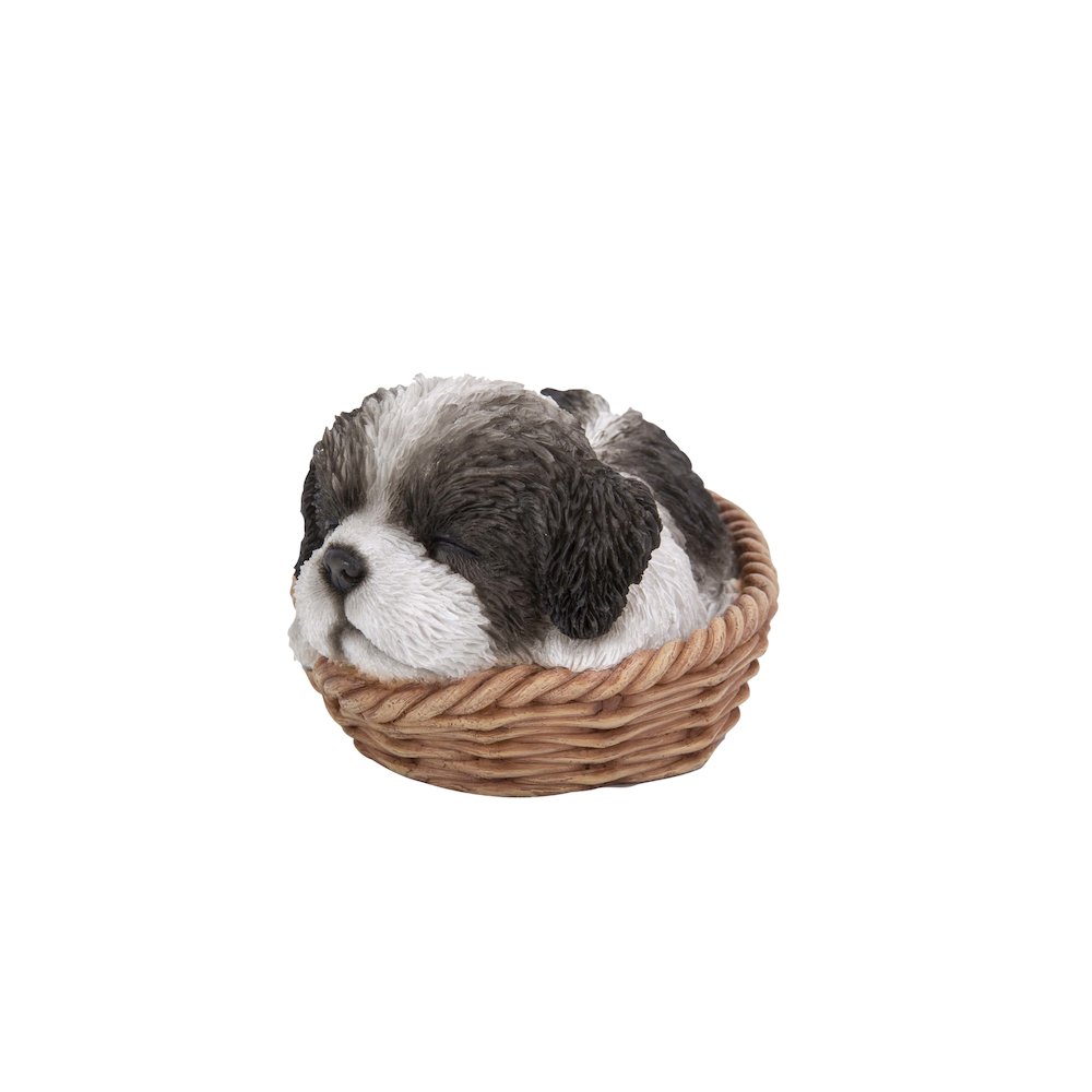 Wicker Basket Shih Tzu Statue. Picture 1