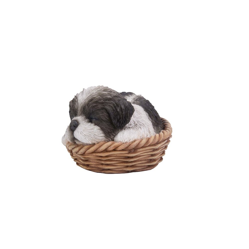 Wicker Basket Shih Tzu Statue. Picture 4