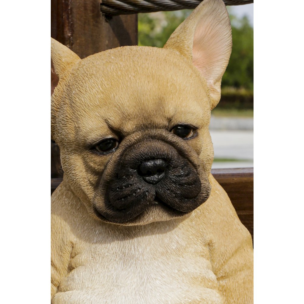 Sleepy French Bulldog Puppy Statue Sitting. Picture 6