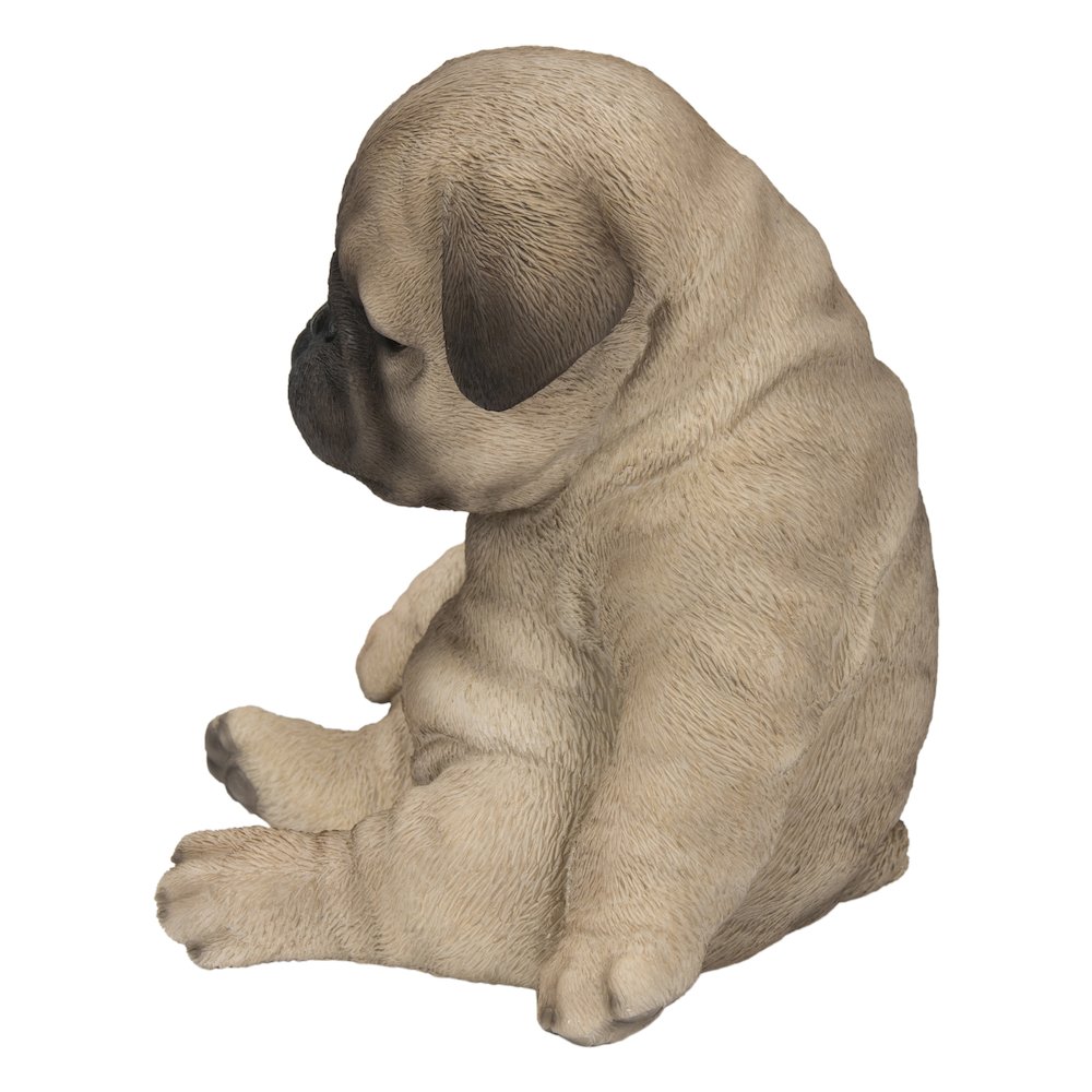 Sleepy Pug Puppy Statue Sitting. Picture 3