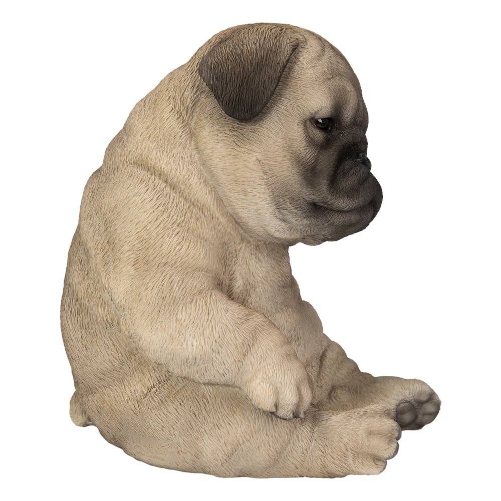 Sleepy Pug Puppy Statue Sitting. Picture 1