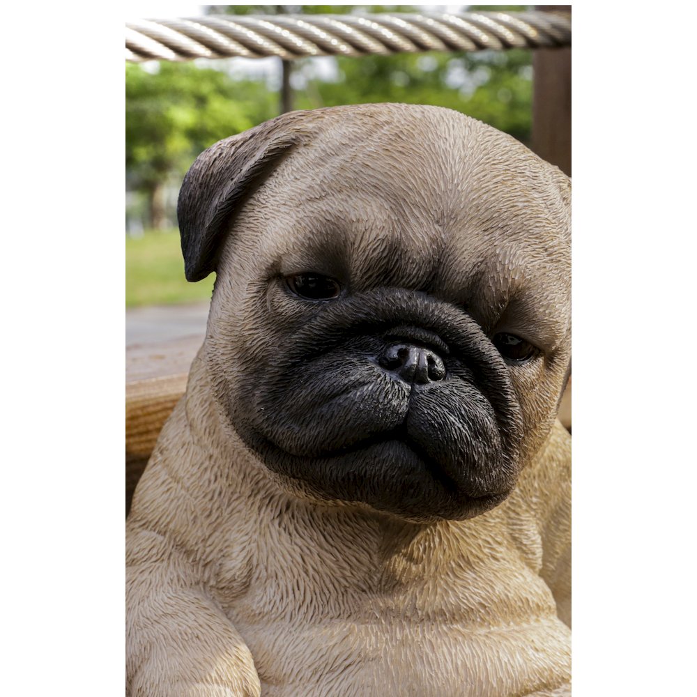 Sleepy Pug Puppy Statue Sitting. Picture 6