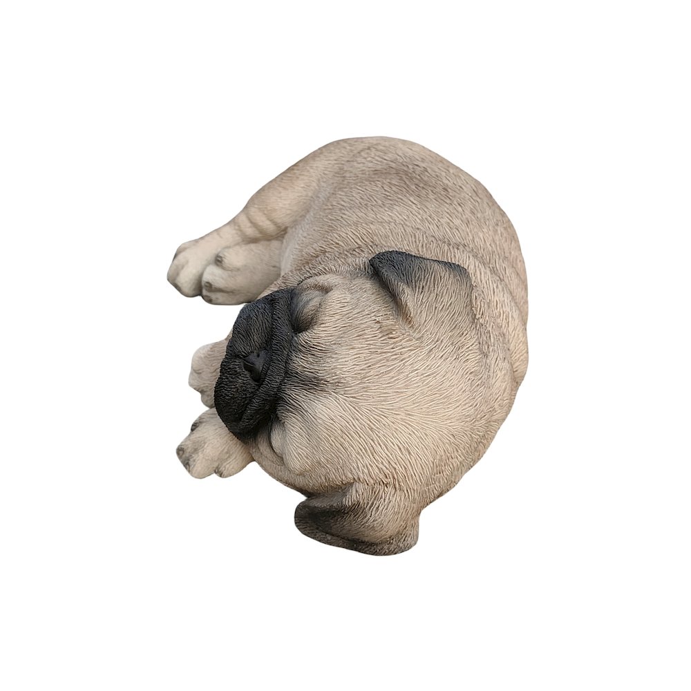Pug Dreamland: Cozy Brown Polyresin Sleeping Pug Figurine. Picture 4