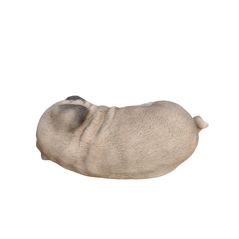 Pug Dreamland: Cozy Brown Polyresin Sleeping Pug Figurine. Picture 5