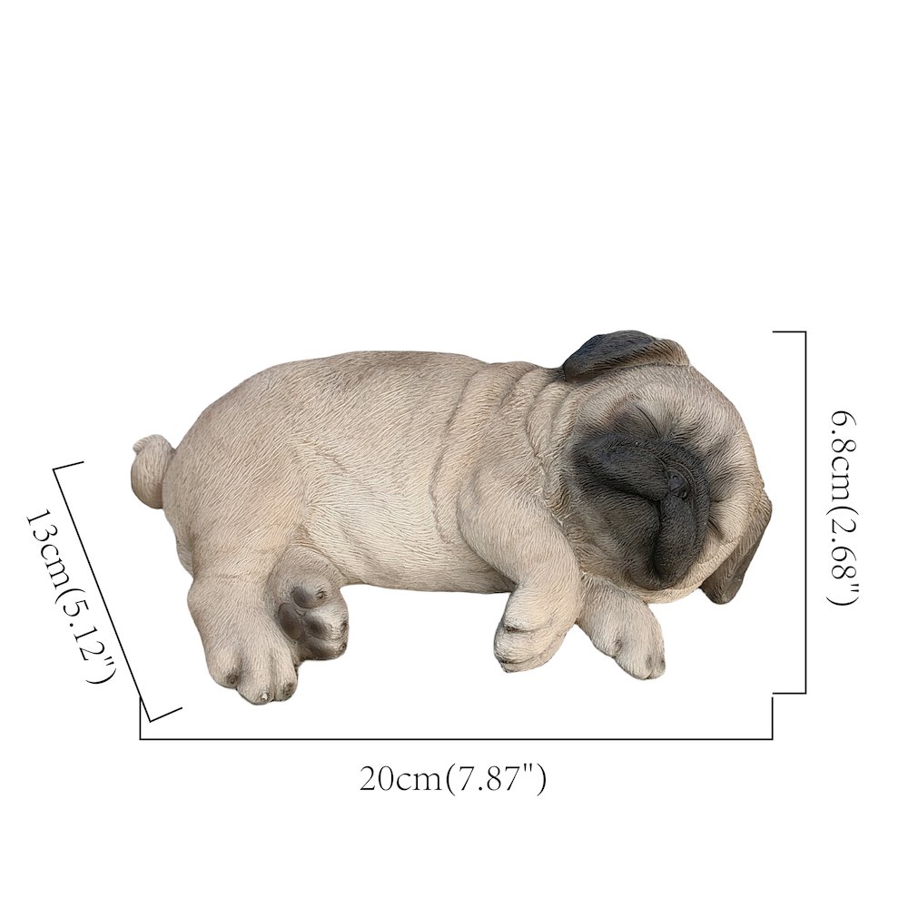 Pug Dreamland: Cozy Brown Polyresin Sleeping Pug Figurine. Picture 3