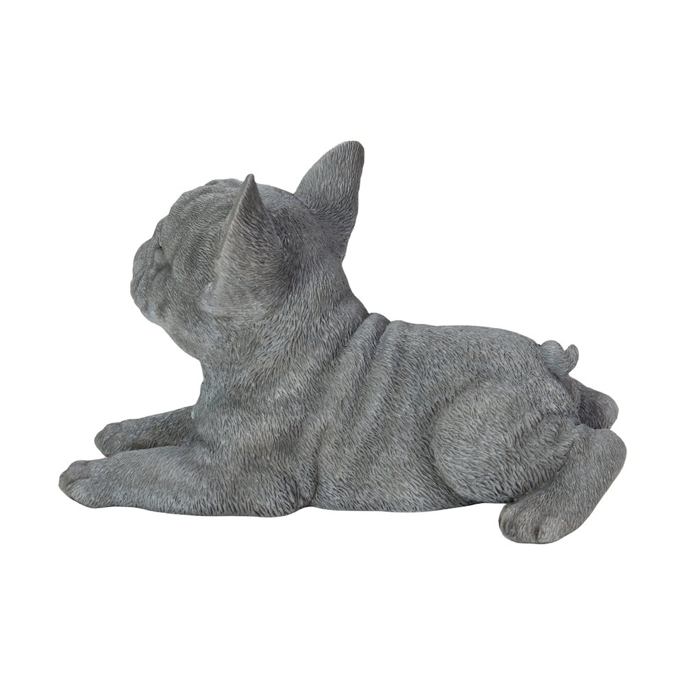Tranquil Blue Hues: Polyresin Lying French Bulldog Figurine in Grey Blue. Picture 4