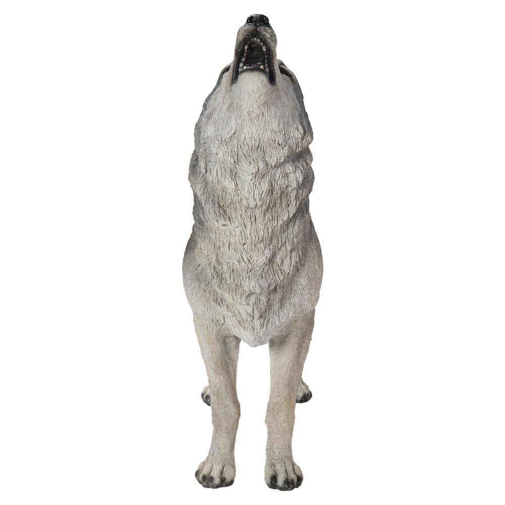 Standing Howling Grey Wolf Statue. Picture 2