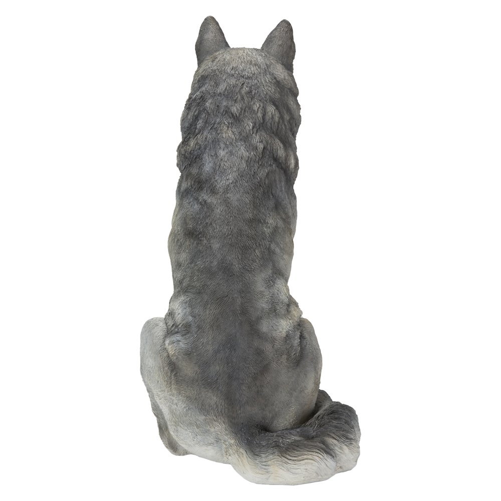 Sitting Grey Wolf Statue. Picture 7