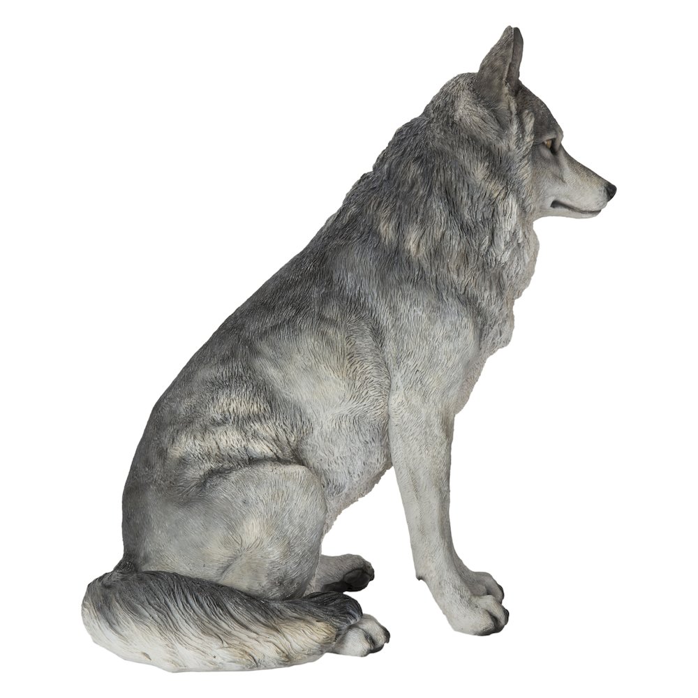 Sitting Grey Wolf Statue. Picture 3