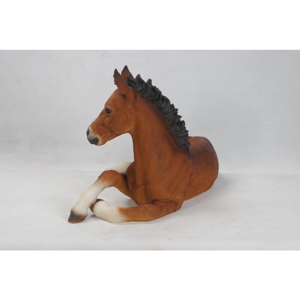 Large Horse Colt Laying Down Statue. Picture 5