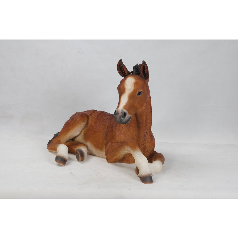 Large Horse Colt Laying Down Statue. Picture 7