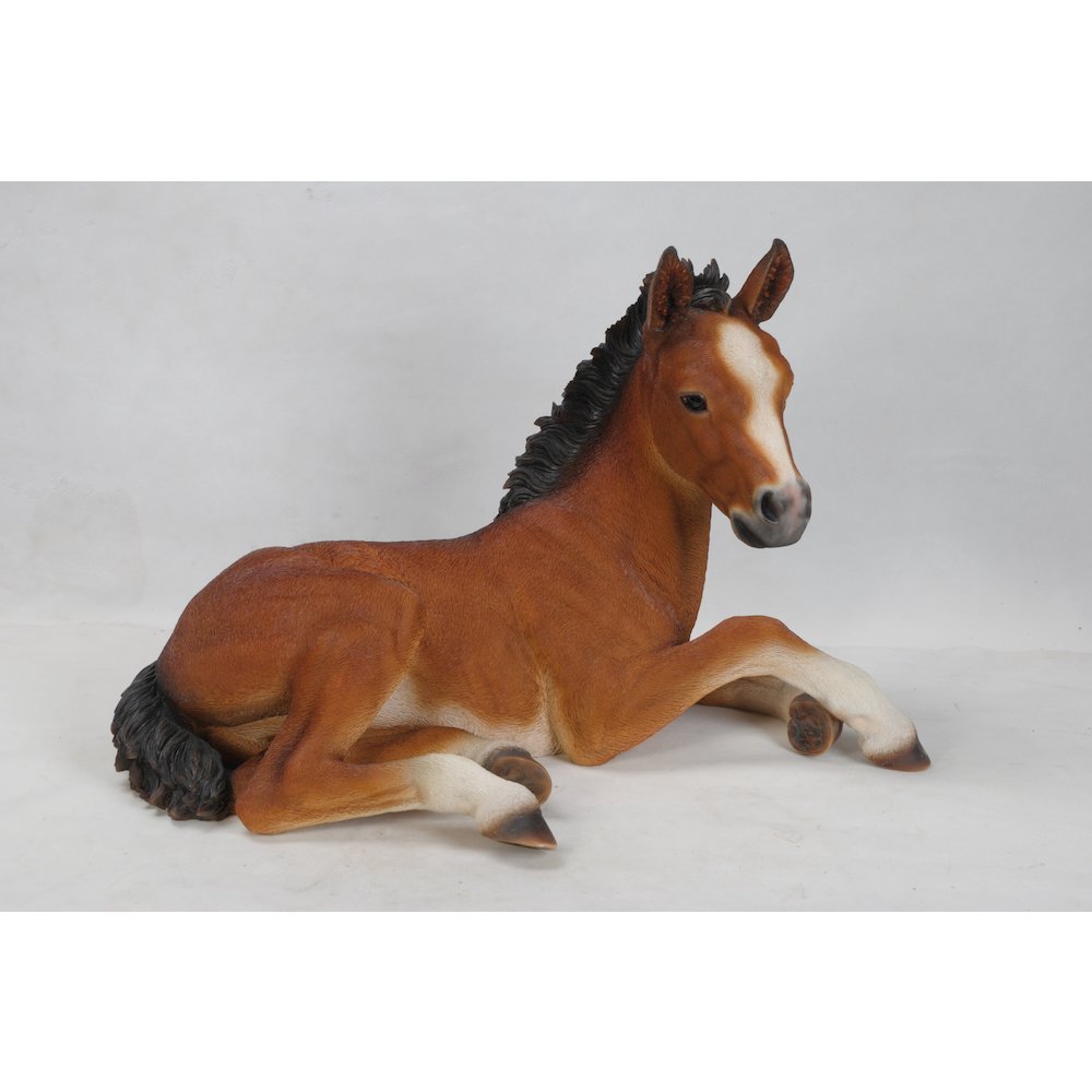 Large Horse Colt Laying Down Statue. Picture 6