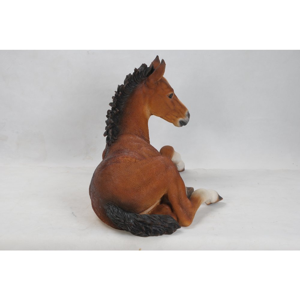 Large Horse Colt Laying Down Statue. Picture 4