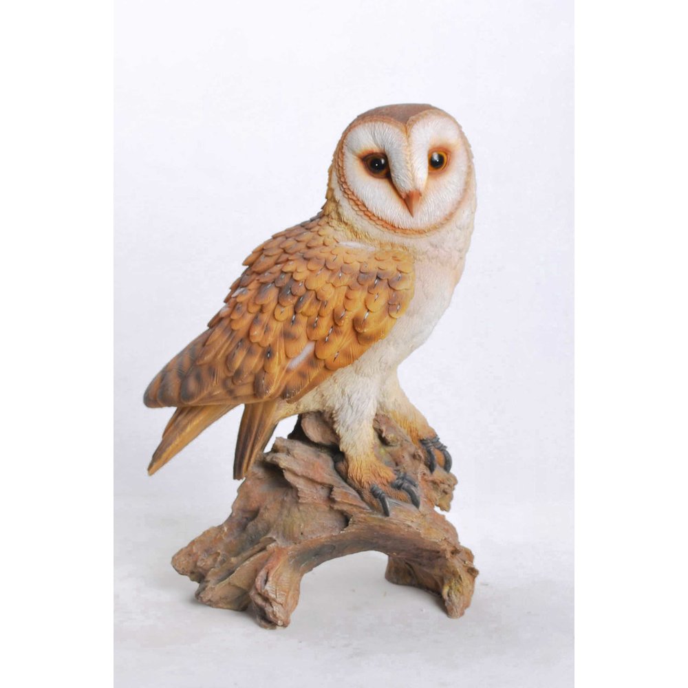 Barn Owl On Branch Statue. Picture 2