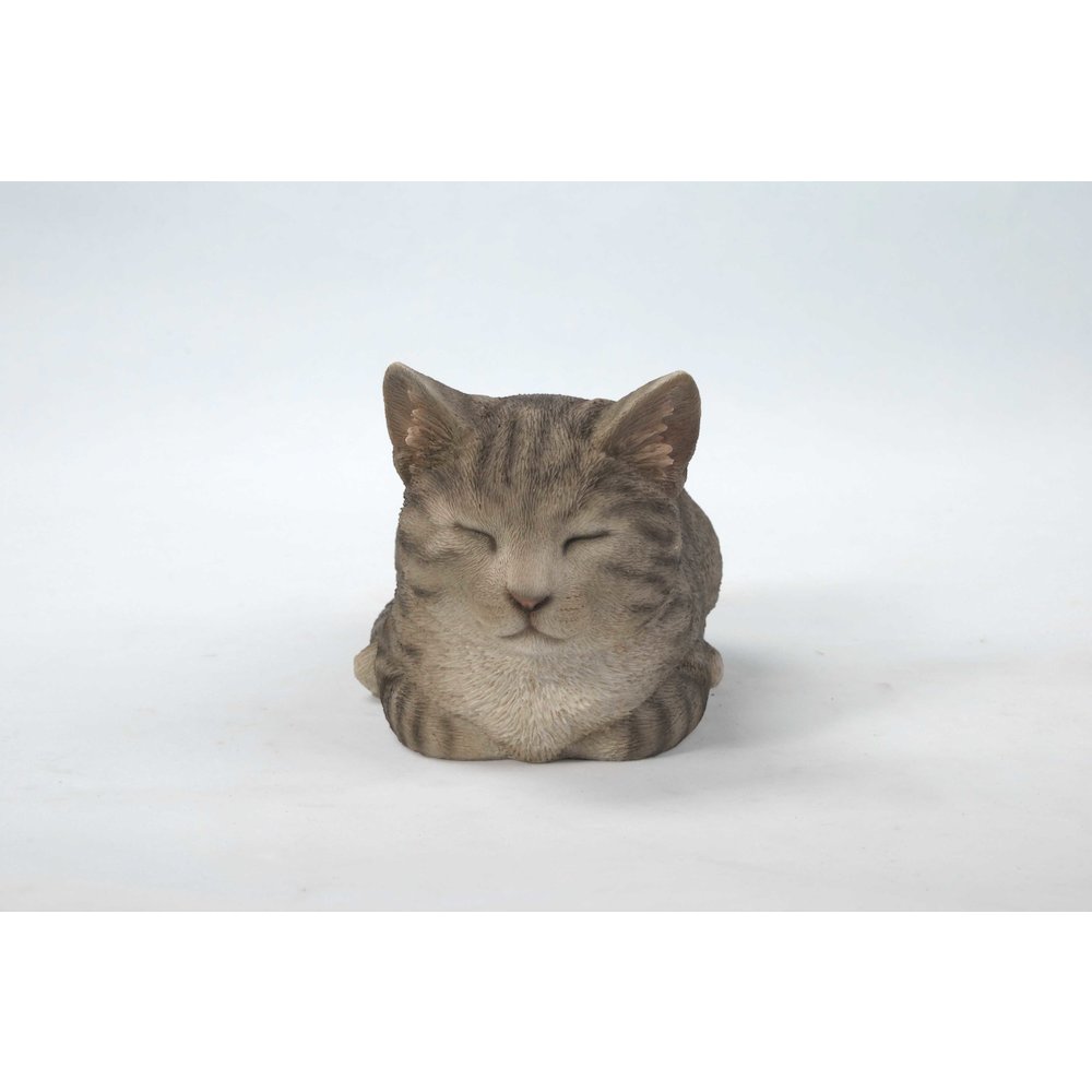 Sleeping Grey Tabby Cat Statue. Picture 2