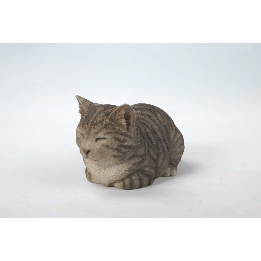 Sleeping Grey Tabby Cat Statue. Picture 5