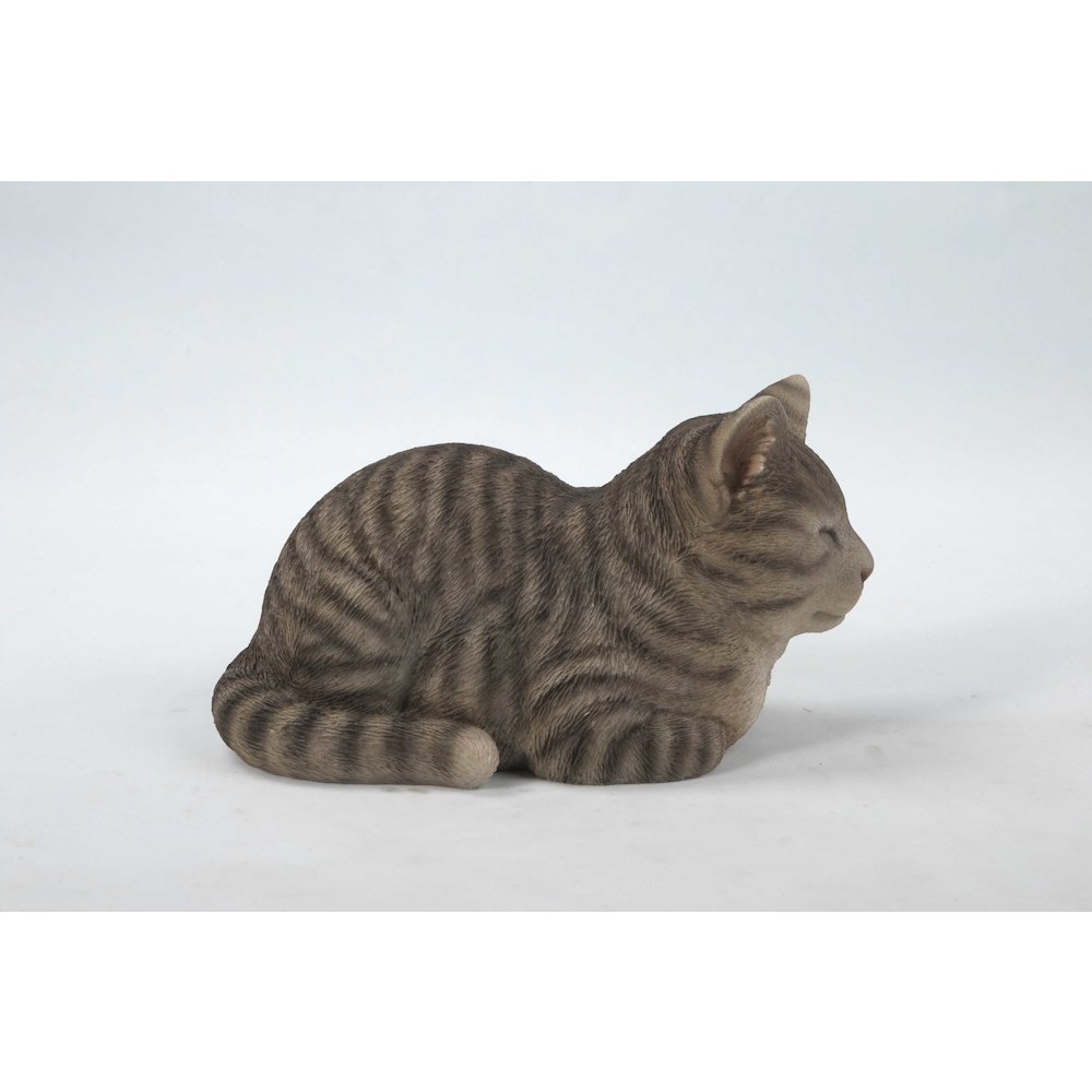 Sleeping Grey Tabby Cat Statue. Picture 4