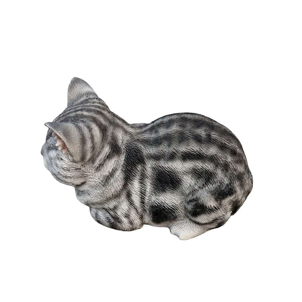 Tabby Tranquility: Whimsical Black Polyresin Napping Cat Figurine. Picture 4