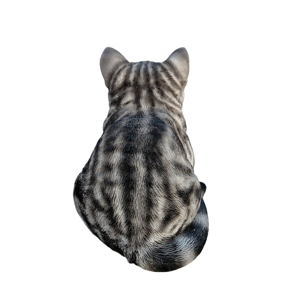 Tabby Tranquility: Whimsical Black Polyresin Napping Cat Figurine. Picture 5