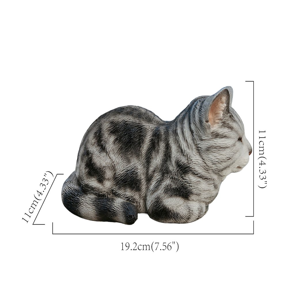 Tabby Tranquility: Whimsical Black Polyresin Napping Cat Figurine. Picture 3