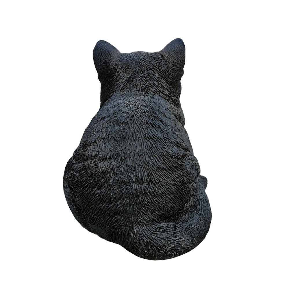 Serenity Snooze: Chic Black Polyresin Napping Cat Figurine. Picture 5